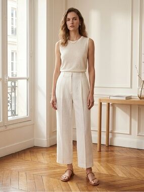Talbot Bristol crop wide legg linen pants size 6p